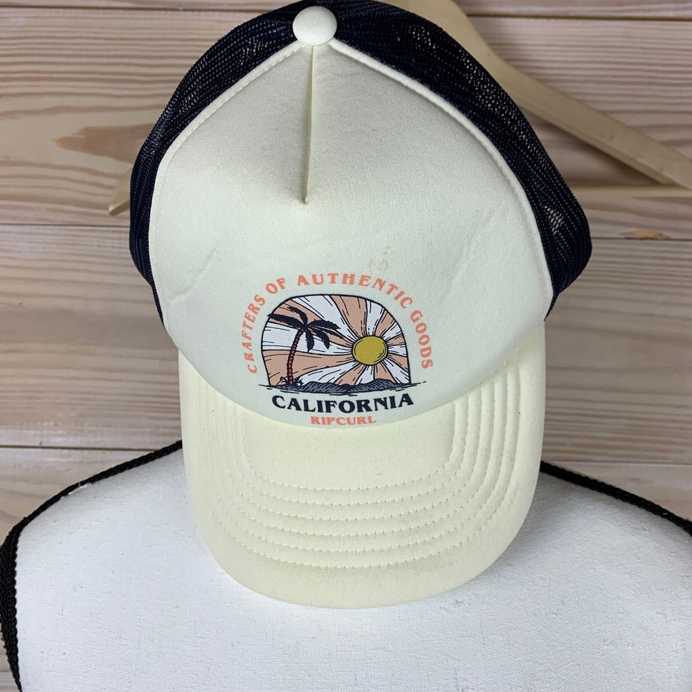 Rip Curl Trucker Hat Cream Navy California Surf Low Profile Snapback